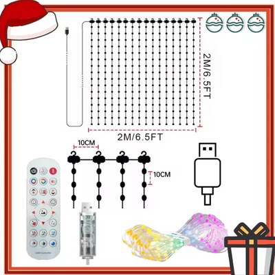 Inspire Curations Smart RGB Music Sync Curtain Fairy Lights 2mx2m 400led 1pc curtain Light