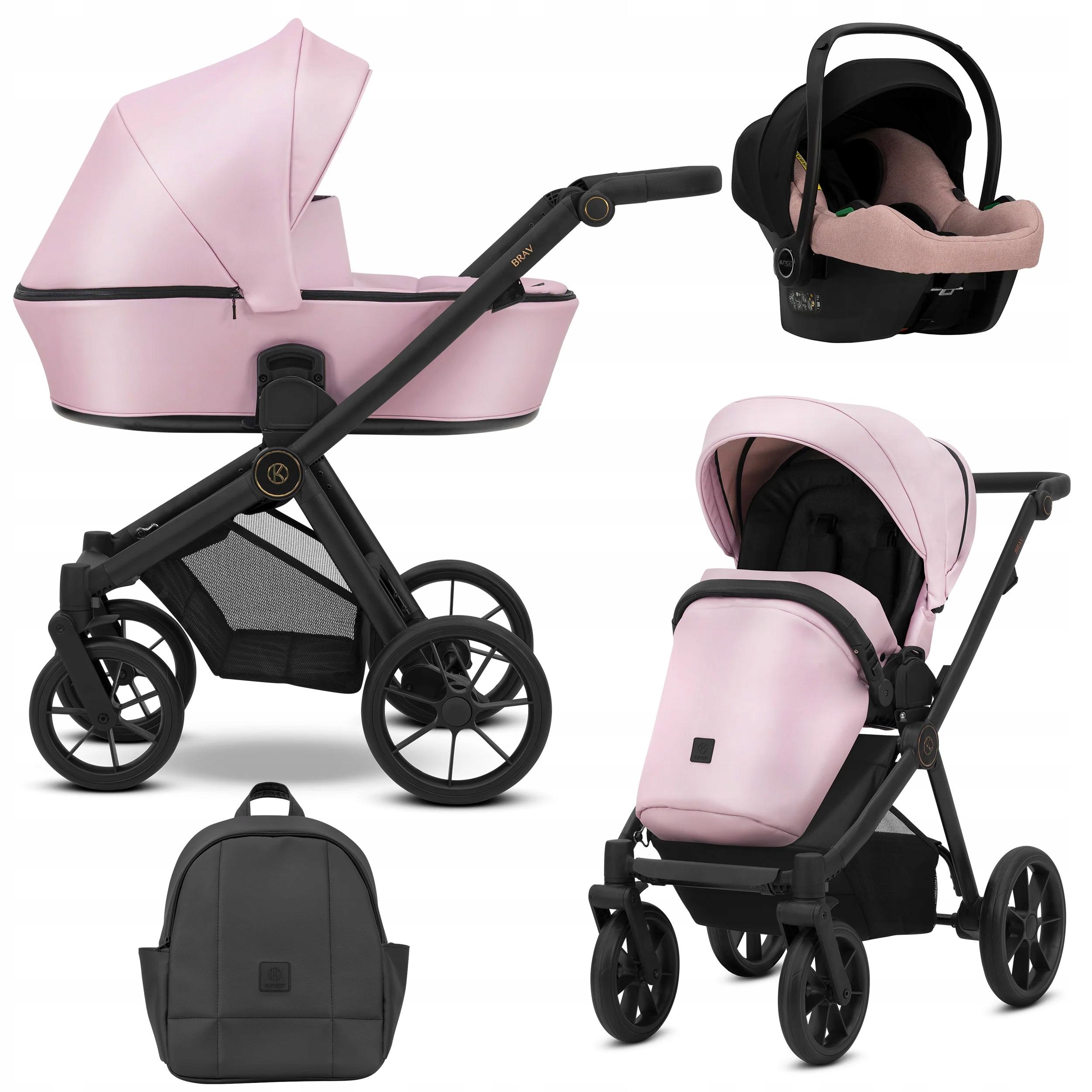 Kunert Brav 3-in-1 Kombikinderwagen Black mit Babyschale, schwarzer Rahmen