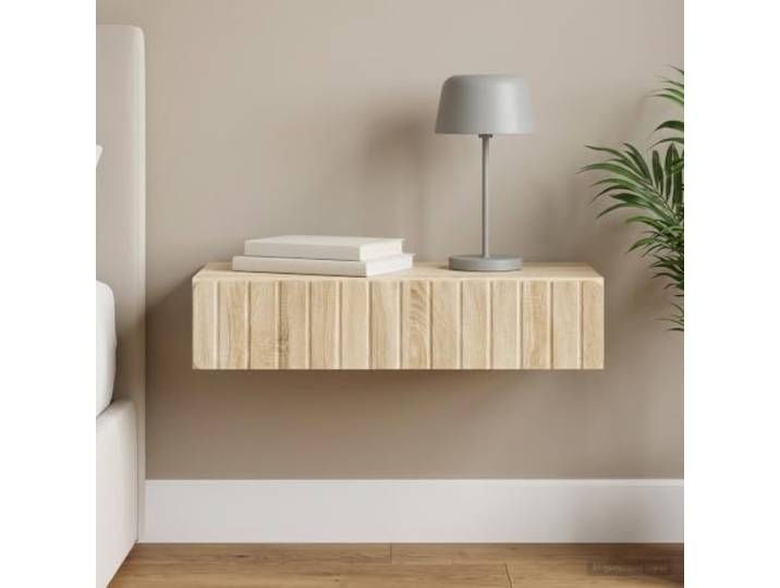 RJPLMFV Beistelltisch, Wandmontage, Sonoma-Eiche, 87,5 x 34,5 x 17 cm Holzwerkstoff, rechteckig, kompakt, Aufbewahrung, Wohnzimmer, kleiner Raum