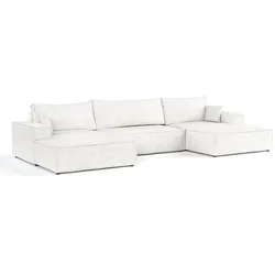 WOHNLANDSCHAFT NUBO mit Schlaffunktion Creme im Neve Stoff