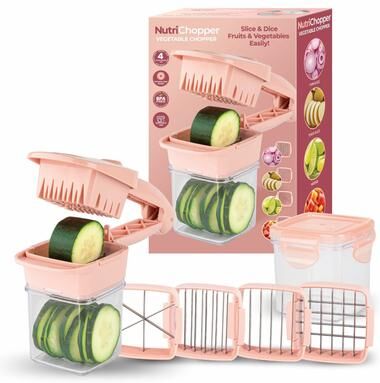 As Seen on TV NutriChopper 7-Piece Handheld Vegetable and Fruit Chopper with 4 Blades and Container