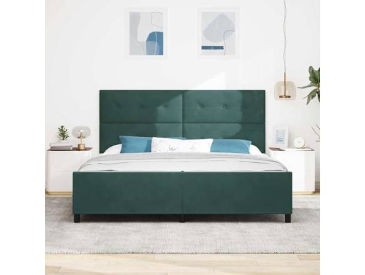 KTHLBRH Boxspringbett 200 x 200 cm Samt dunkelgrün Modernes Design, massives Kiefernholz, rechteckige Form, bequeme Unterstützung