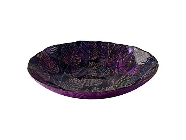 Anton Studio Designs - Dekorative Schüssel - große Tischdekorationschale - Durchmesser: 40 cm - Dekorative Glasschale für Wohnkultur - Herbstamethyste