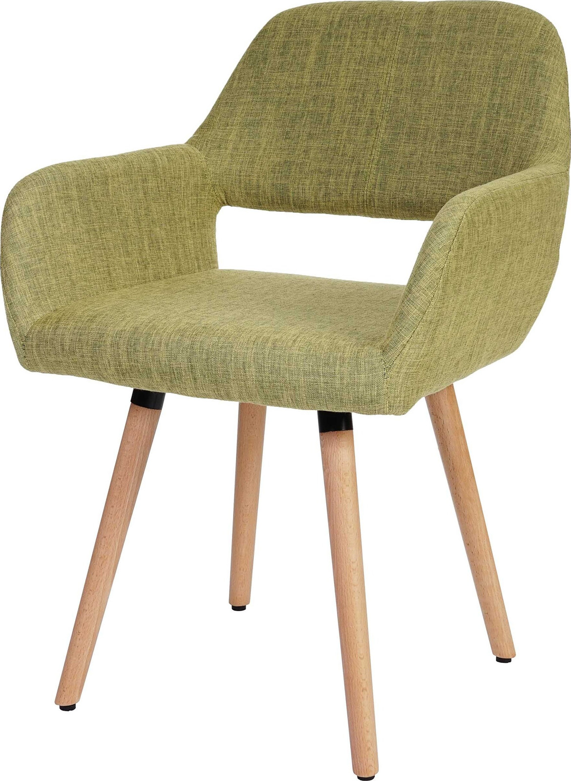 Mendler Eetkamerstoel HWC-A50 II, Retro Design, Lichtgroen Textiel, Lichte Poten
