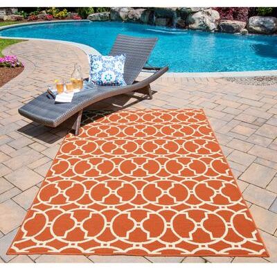 "Momeni Baja Moroccan Tile Orange Indoor/Outdoor Area Rug. - 8'6"" x 13'"