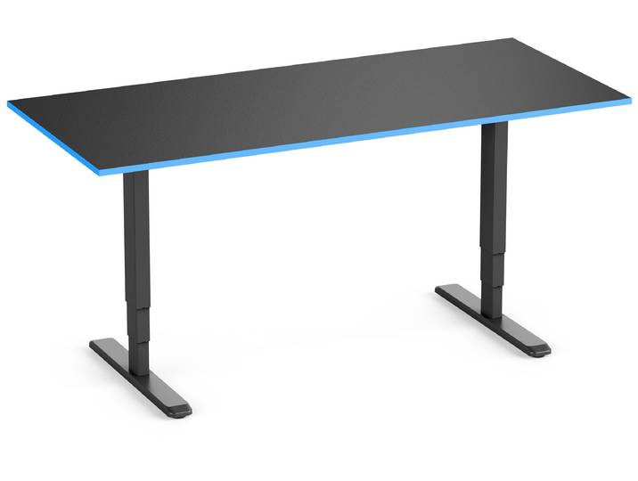 Primus Gamingschreibtisch Rechteck, Schwarz Silk-Touch Ocean 160x80