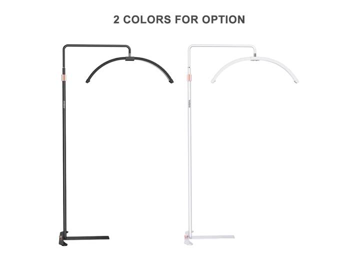 Andoer 36W sol LED lumière vidéo demi-lune lumière de remplissage 3000K-6000K réglable avec support de lumière 70,9 pouces pour le maquillage de beauté flux en direct