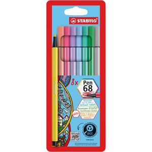 Stabilo Filzstifte Pen 68 Pastel, 68/8-01, Strichbreite 1mm, im Etui, 8 Stück