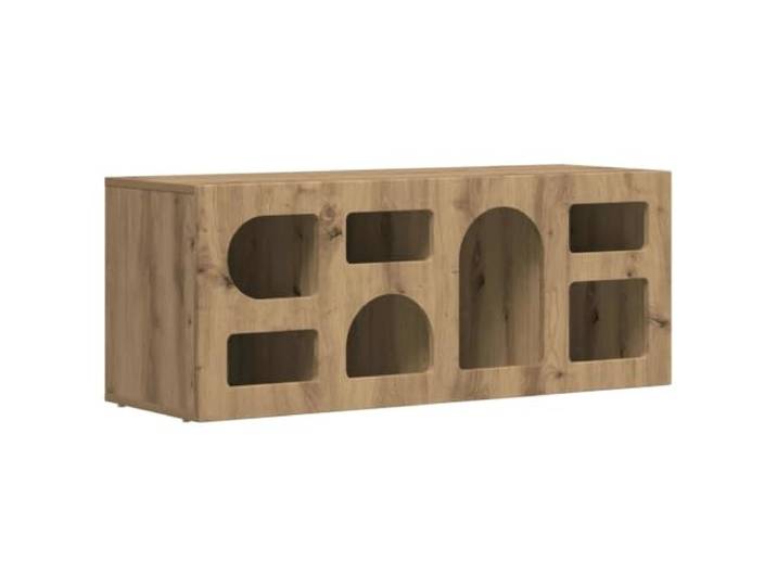 TV-Möbel, rechteckig, modern, praktische Aufbewahrung, 100 x 35 x 40 cm, Holz, Eiche, handwerklich gefertigt, 02_0054763