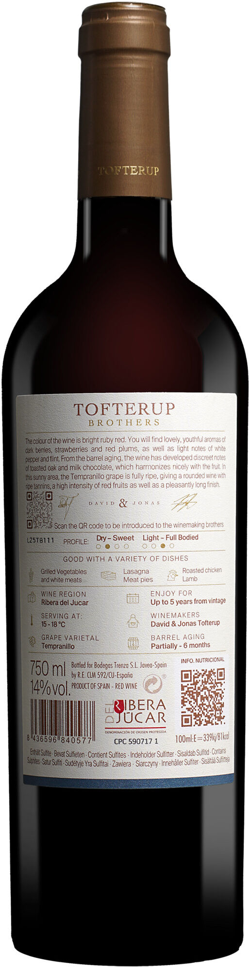Trenza Tofterup Brothers Tempranillo 2023 14% Vol. Rotwein Trocken aus Spanien