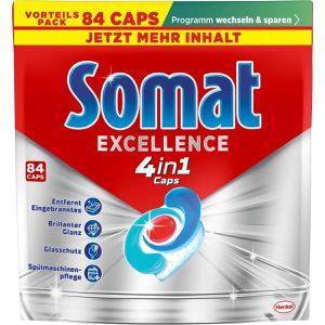Somat Spülmaschinentabs Excellence 4in1 Caps, All-in-One, kraftvolle Tiefenreinigung, strahlender Glanz, 84 Tabs