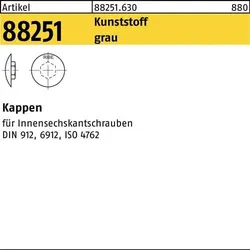 Kappe R 88251 f.Innen-6kt 4 M5 Ku. grau 500 Stück