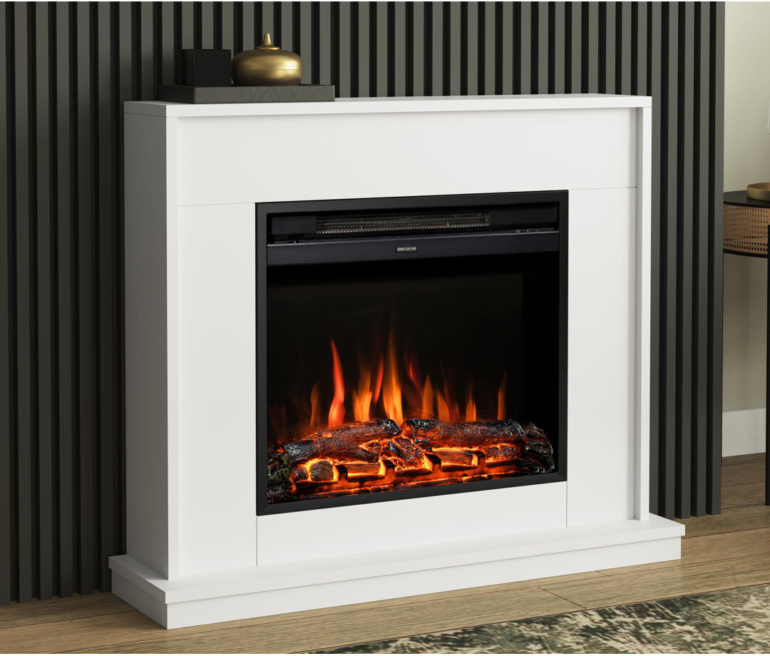 Flare Salehurst Timber Electric Fireplace White 80.30cm H x 90.40cm W x 25cm D