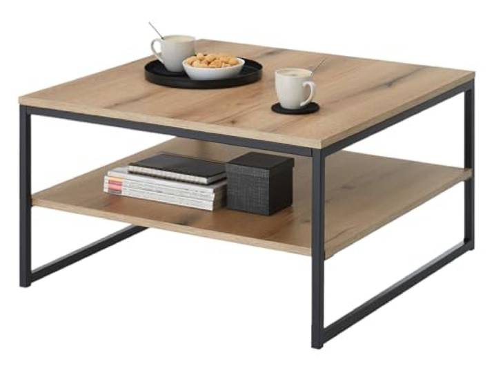 moebel-dich-auf Couchtisch KUBUS in Evoke Eiche Dekor quadratisch Metallgestell (BxHxT) 75x40x75 cm