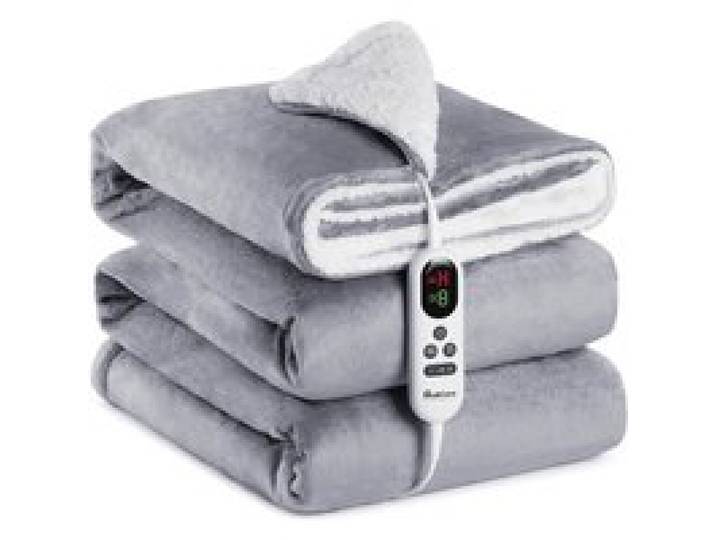 Couverture Chauffante Mia&Coco 180x130cm Flanelle Sherpa 10 Niveaux de Température