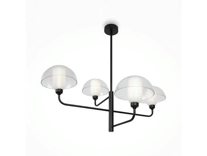Suspension noire moderne – 4 dômes verre & opalin WINDER