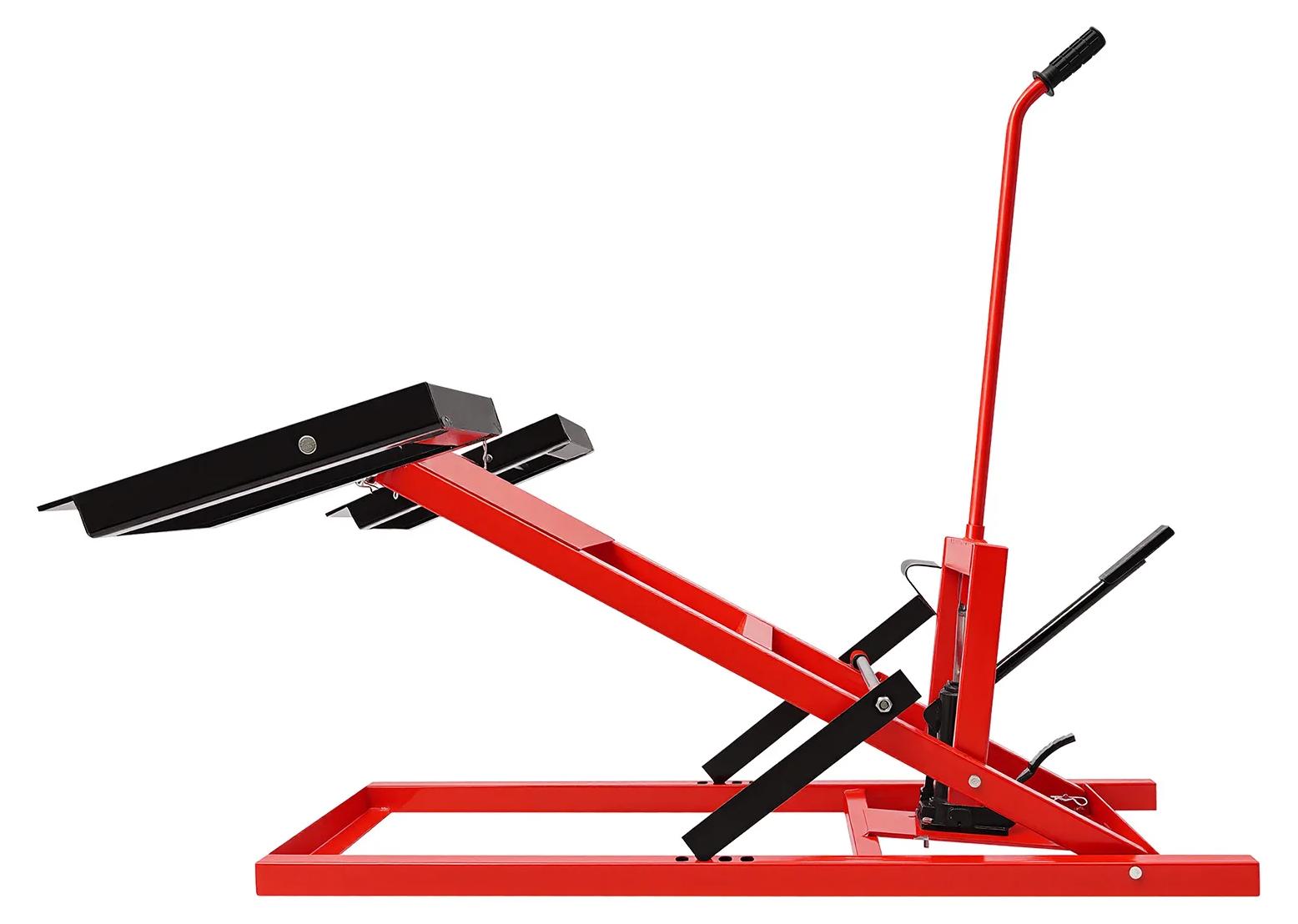 Rasenmäher-Hebelift - Hydraulisch - Für Wartung und Reparatur - Tragkraft 226,8 kg - Hubhöhe 44,45-61 cm - Q235-Kohlenstoffstahl - Rot