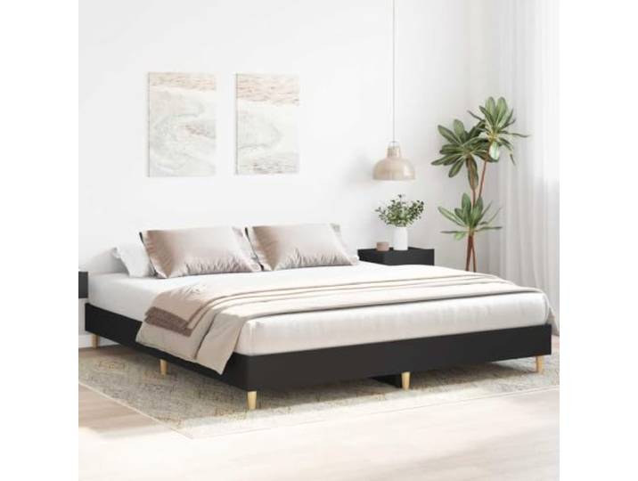 KTHLBRH Bettgestell Schwarz 180 x 200 cm ohne Matratze aus mehrschichtigem Inklusive Lattenrost, stabiles Sperrholz, niedriges Design, einfacher Zugang für Kinder