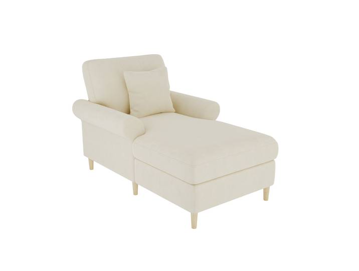 Fauteuil Rembourré En Velours Beige Avec Fonction Relax Et Coussin De Soutien Lombaire