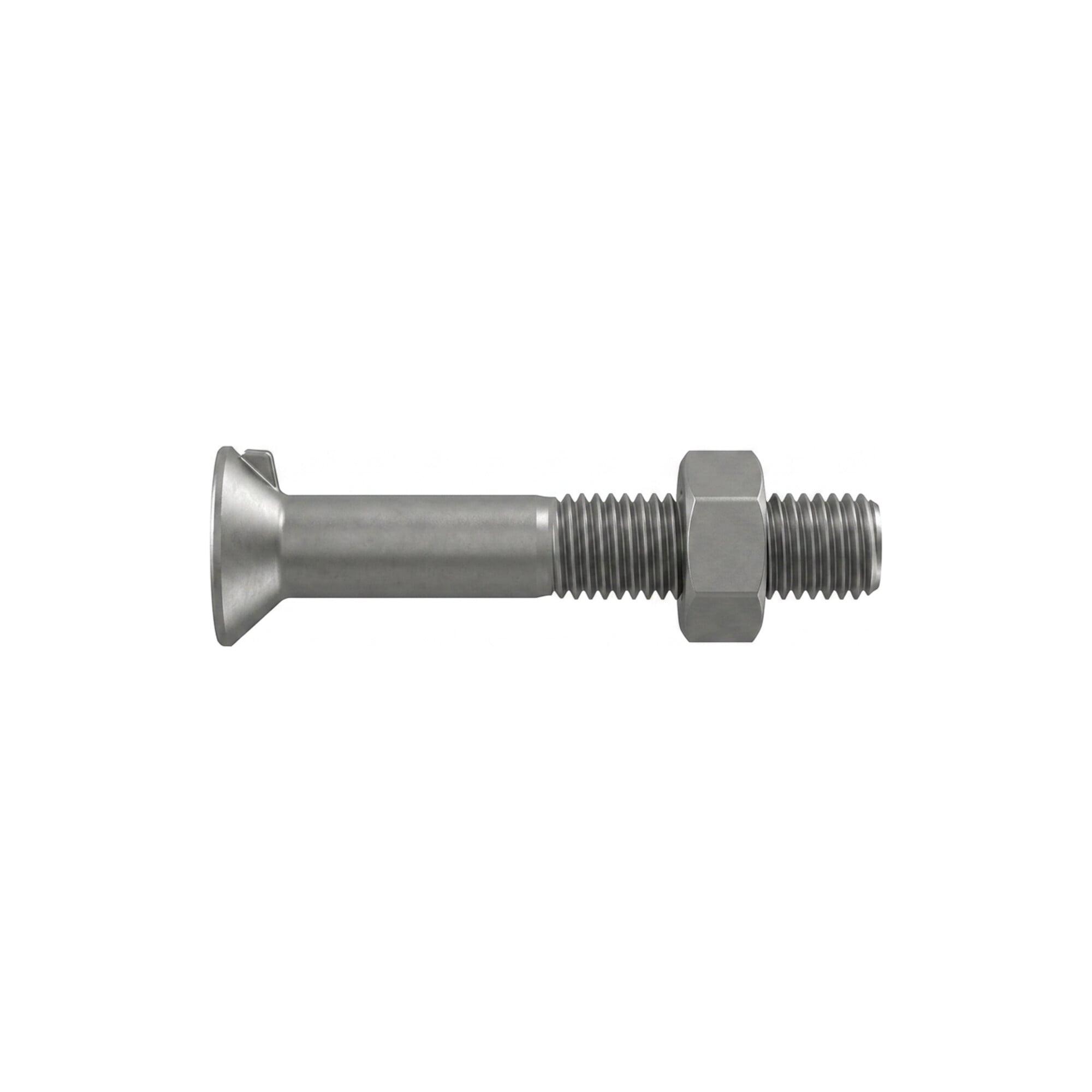 DIN 604 Senkkopfschraube M16x65 Stahl 4.6 blank m. Nase u. Mutter ; Industrial Quality Supplies (006044000160065)