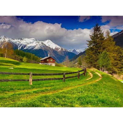 Fototapete PAPERMOON "Schweizer Alpenlandschaft", bunt, B:5m L:2,8m, Vlies, Tapeten