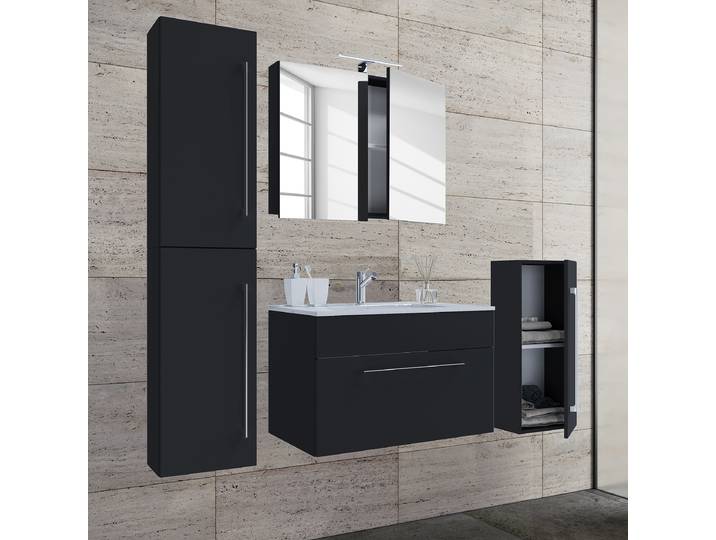 Salle de bain Badinos - 5 élém. 126 x 150 x 46cm Noir/Noir