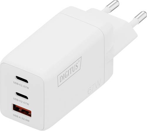 Digitus DA-10303 USB Ladegerät 67W 1x USB-A, 2x USB-C Weiß