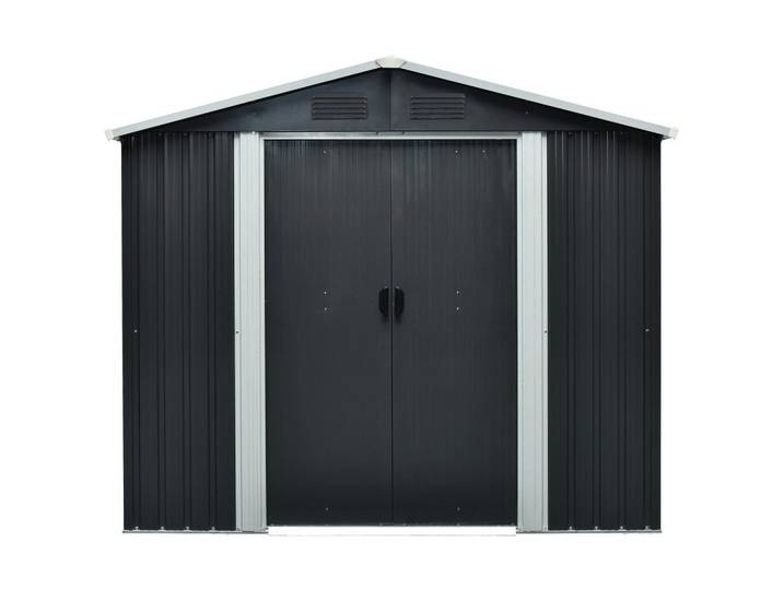 Gerätehaus Düsseldorf II 86, Anthrazit, Weiß, Metall, 236x190x174 cm, ohne Boden, regenwasserdicht, Gartenzubehör, Geräteschuppen