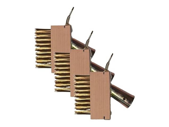 Relaxdays Brosse à Joints\, Lot de 3\, enlève Herbes & Mousse\, Poils Acier\, têtes de Rechange\, Jardin\, Naturel/doré