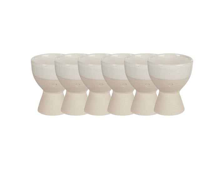 6x Eierbecher Herz weiß Ø 6cm Blanc
