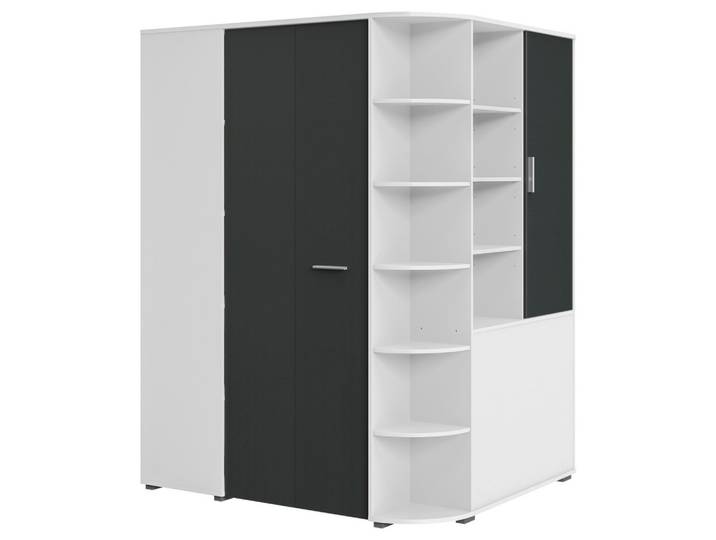 Eckschrank Young Graphitfarben/Weiß