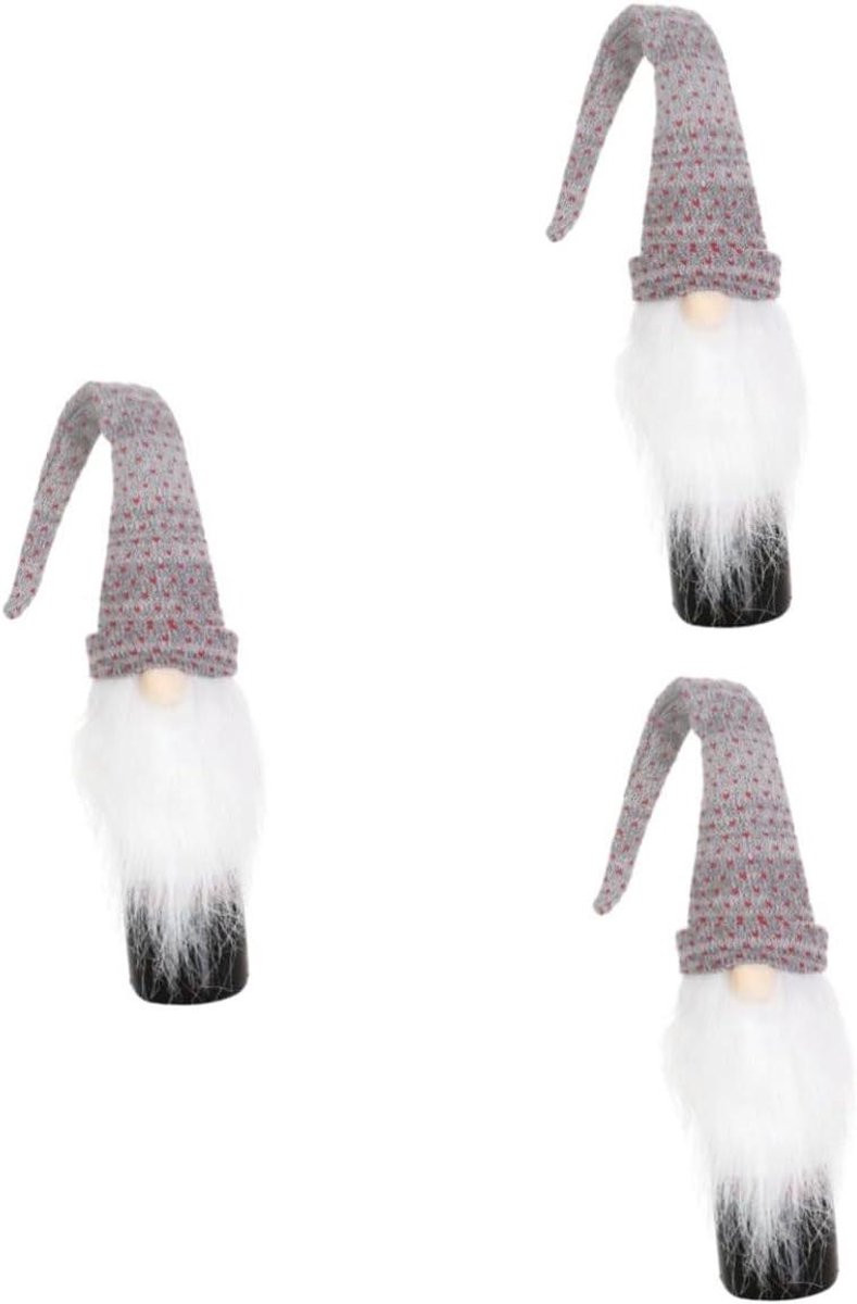 Zilveren Kerst Wijnfleshoes met Kabouter Decoratie - 50 x 11 cm