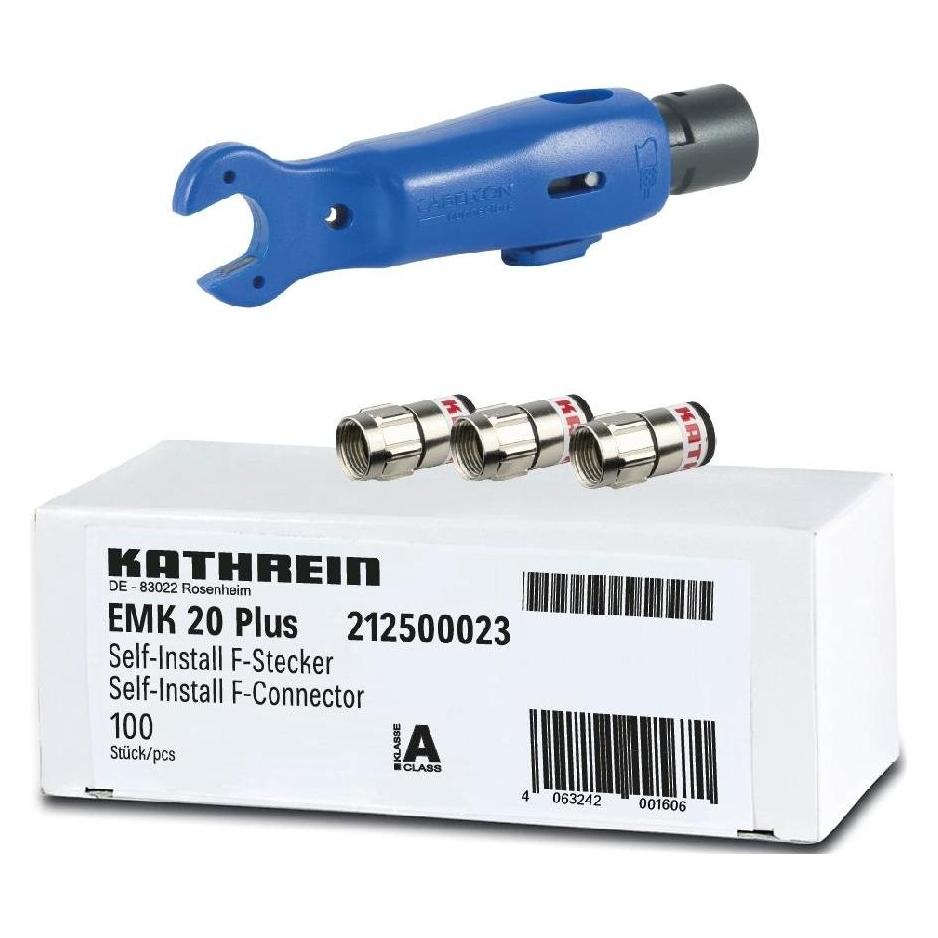 Kathrein SelfInstall-Stecker-Set ZAH 15 PLUS Plastik-Box, 100x EMK 20 und ZAW 16 (214500010)