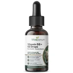 VitaSanum® Vitamin D3 + K2 MK-7 Tropfen – 2 Tropfen Tagesportion