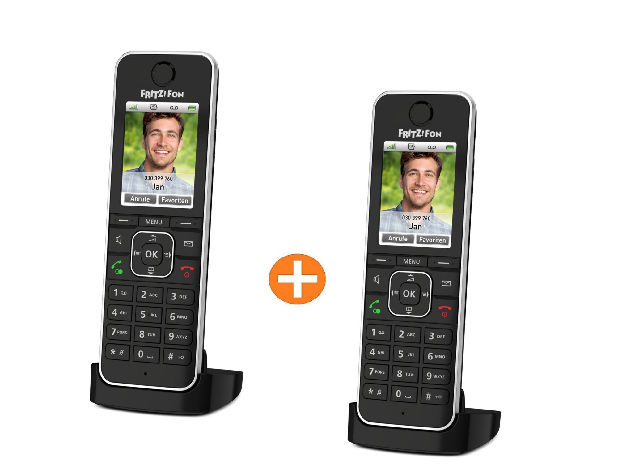 2x AVM FRITZ!Fon C6 Black schnurloses DECT Komforttelefon für FRITZ!Box 2X AVM FON C6 BLACK