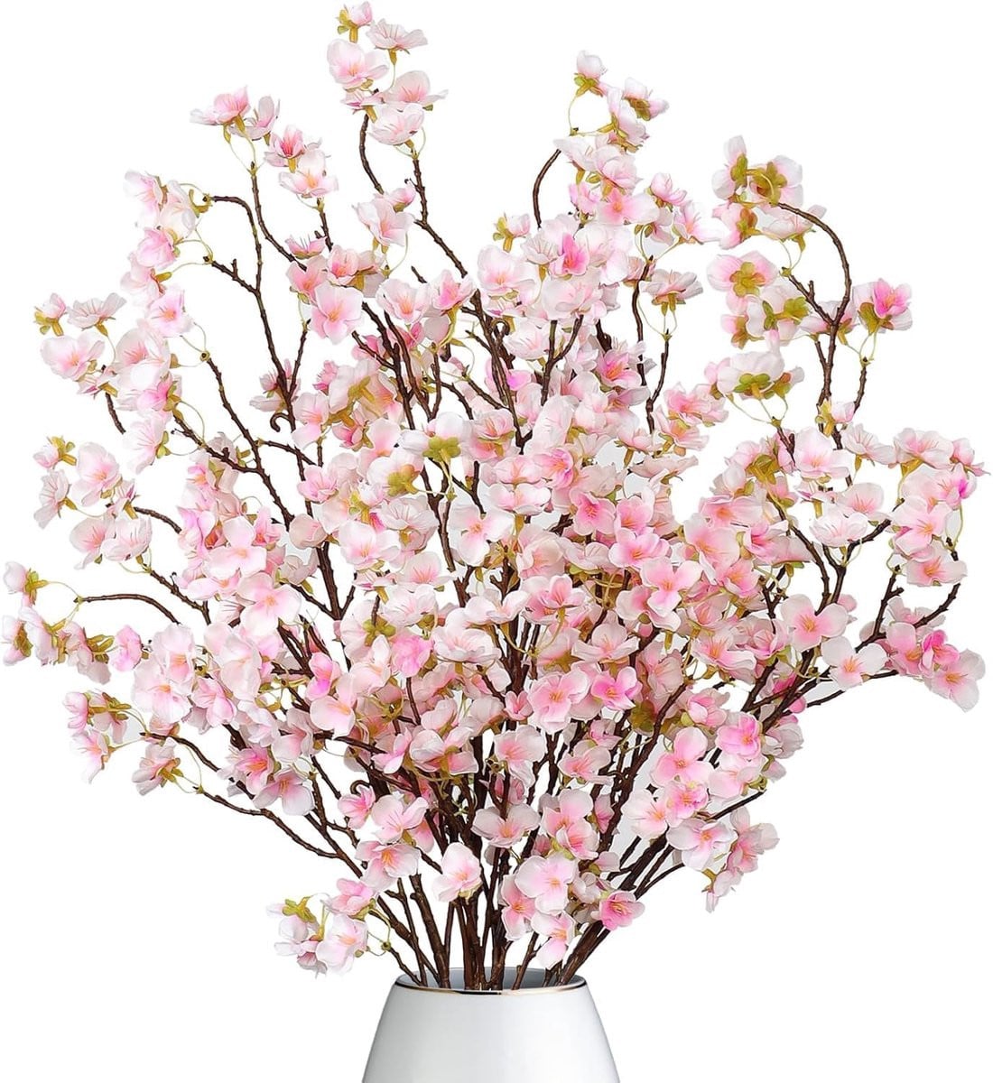 4x Zijden Kersenbloesem Takken 100 cm - Witte & Roze Kunstbloemen voor Vaasdecoratie