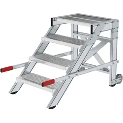 Munk Arbeitspodest fahrbar, Stufenbreite 600 mm, Stahl-Gitterrost - 050432
