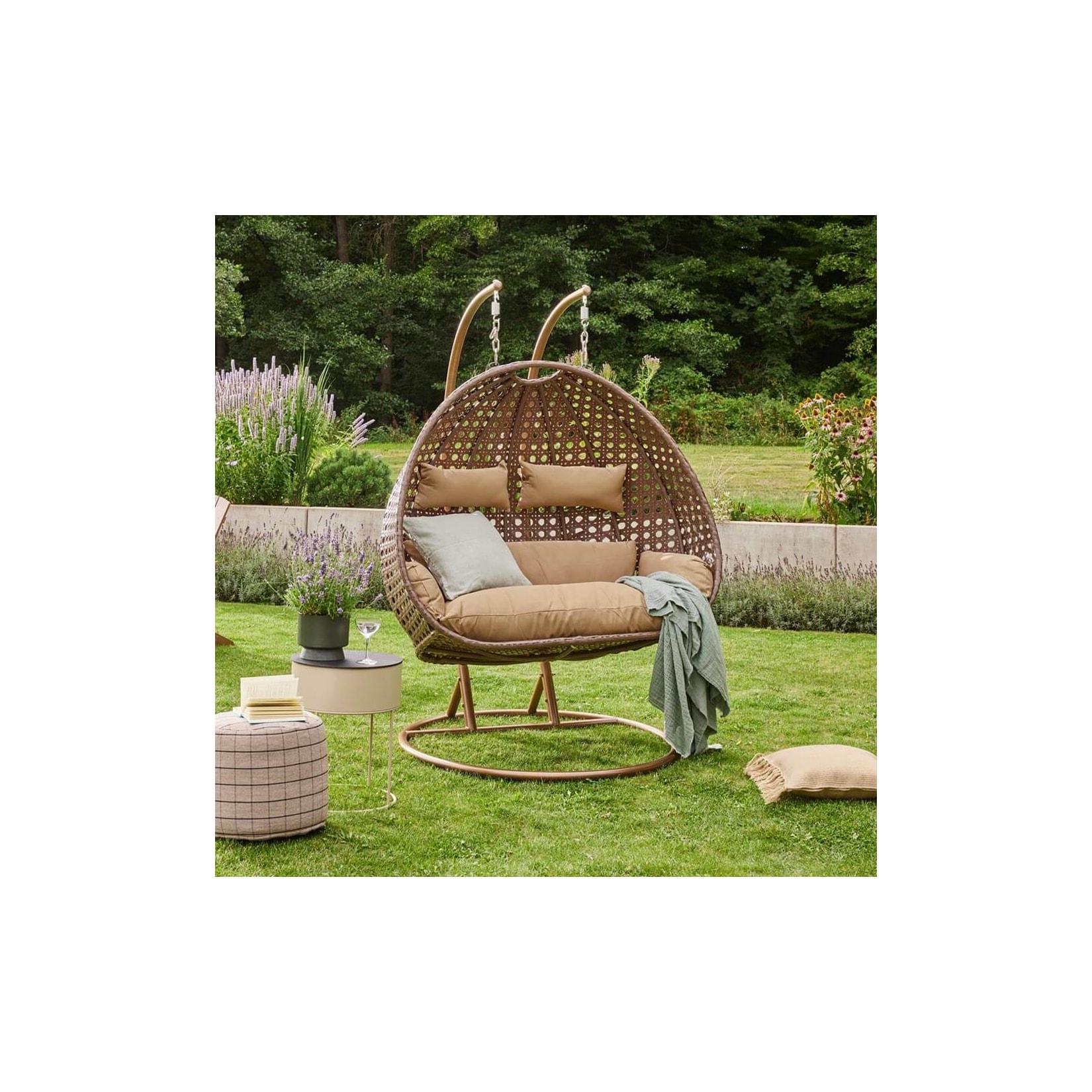 HOME DELUXE Polyrattan Hängesessel TWIN - Braun für 2 Personen