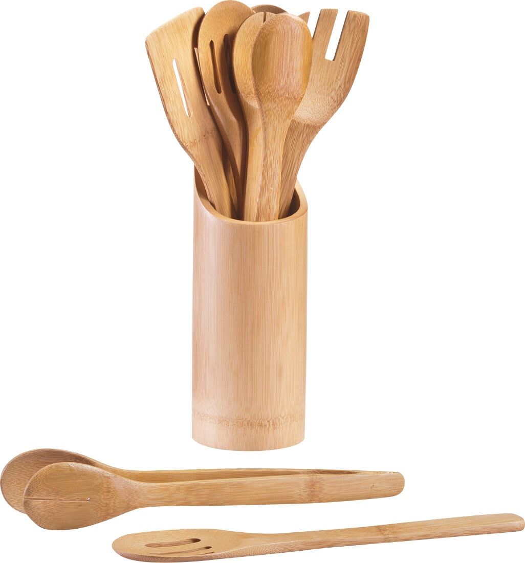 Besteckhalter ZELLER PRESENT, beige (natur), H:33cm Ø:9cm, Bambus, Besteckkörbe, Besteckhalter, hochwertig natur Einheitsgröße