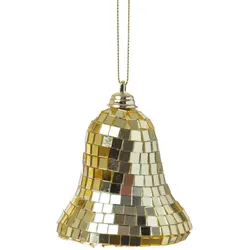 MARELIDA Weihnachtsbaumschmuck Glocke im Discokugel Look H: 8cm gold