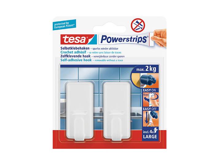 Tesa Selbstklebende Haken Weiss Bis 2 kg 2 Stück