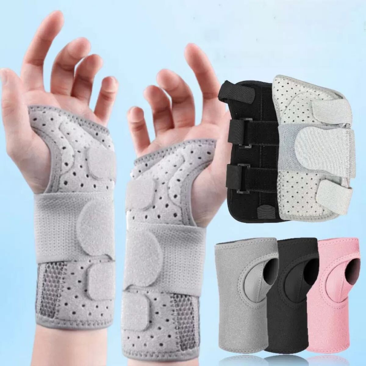INF Verstellbare Sport-Handgelenkstütze mit Aluminiumverstärkung für Verstauchungen & Tendinitis L Schwarz