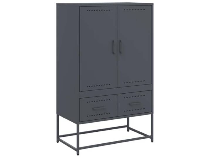 GFMGUEMV Highboard Anthrazit 68x39x111,5 cm aus Stahl Kaltgewalztes Stahlblech, glatte Oberfläche, pflegeleicht, robust, stabil, vielseitig nutzbar, Wandmontage erforderlich