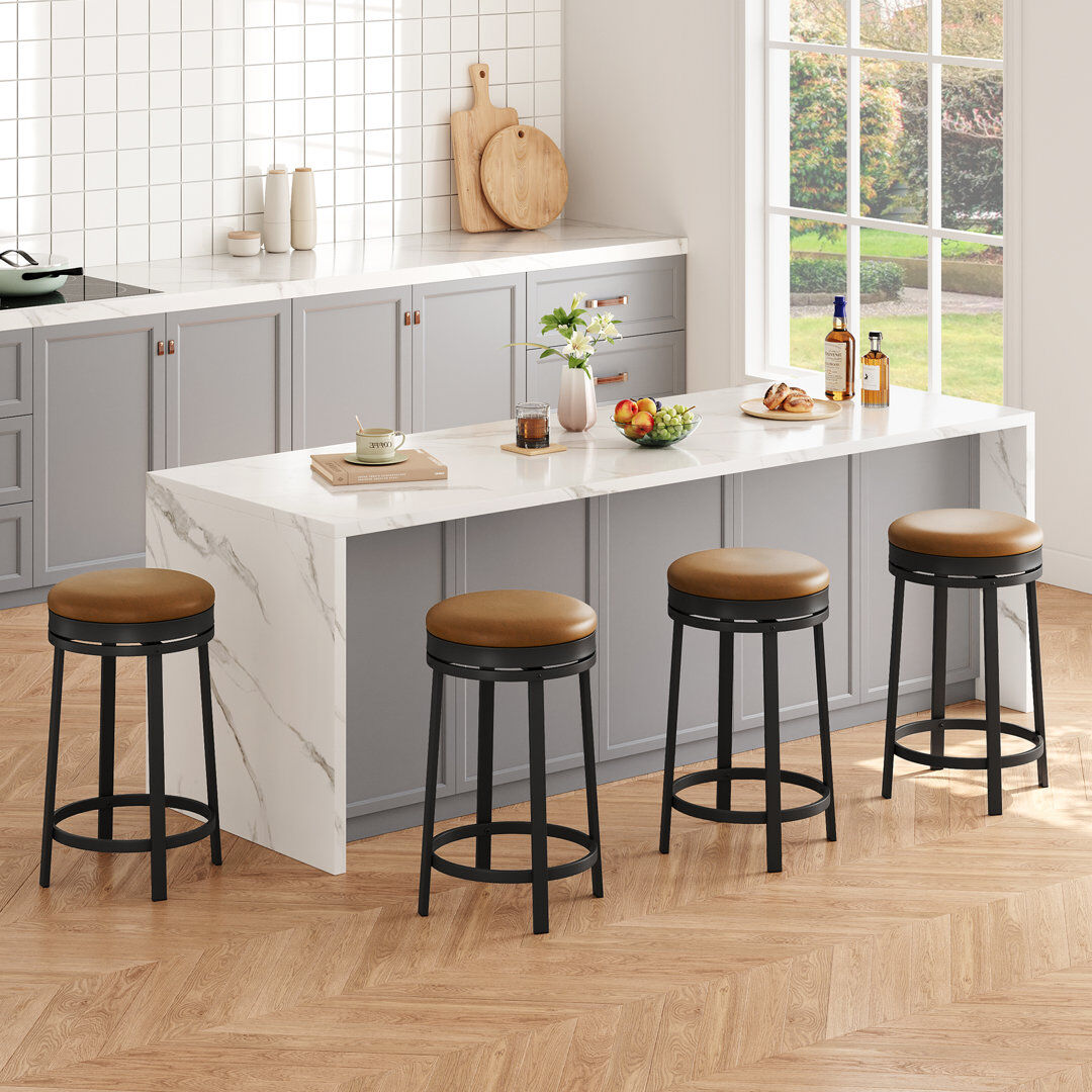 Brayden Studio Swivel Bar Stool Brown 2