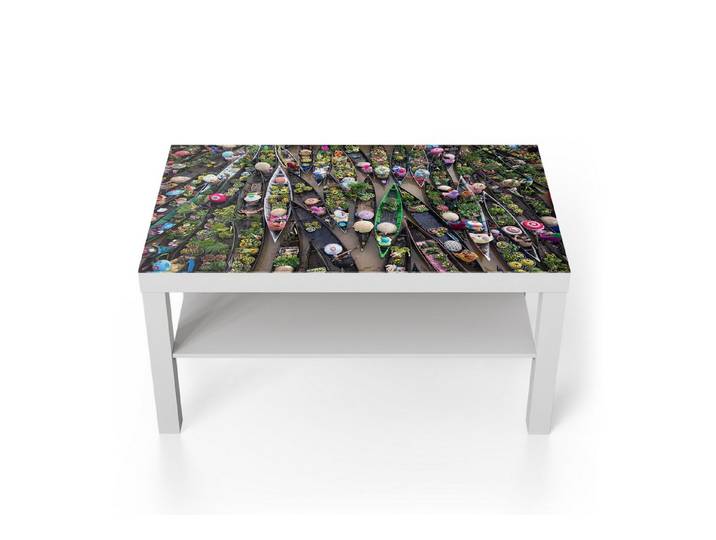 DEQORI Couchtisch 'Marktleben auf Wasser', Glas Beistelltisch Glastisch modern
