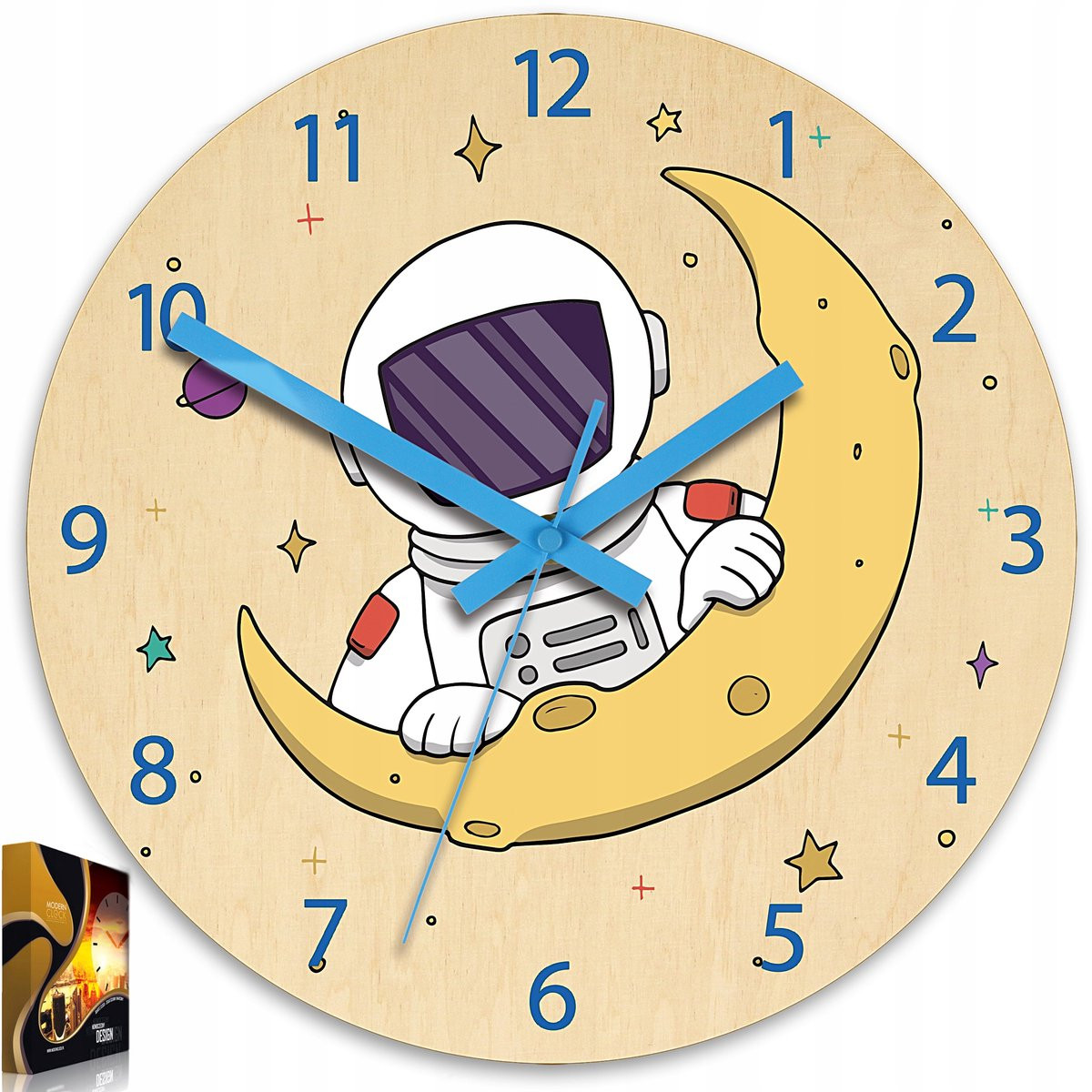 ModernClock Astronaut Analoge Kinderwandklok met Stille Kwarts Beweging