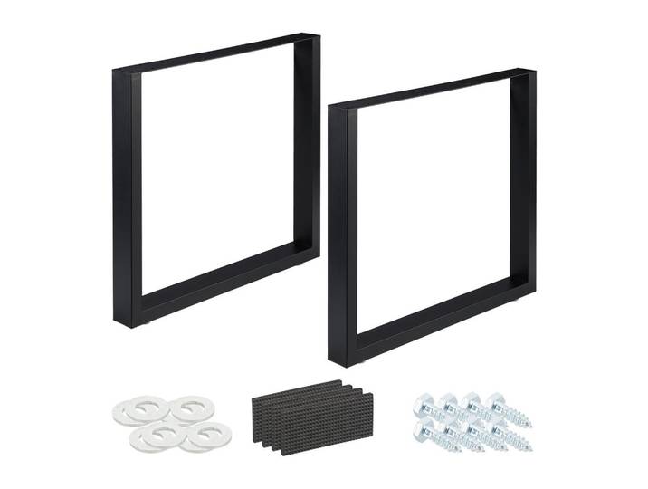 Relaxdays Tischkufen Schwarz 2er-Set Stahl 80x72 cm, Metall, 80x72x8 cm, Esszimmer, Esstische, Tischsysteme, Tischgestell