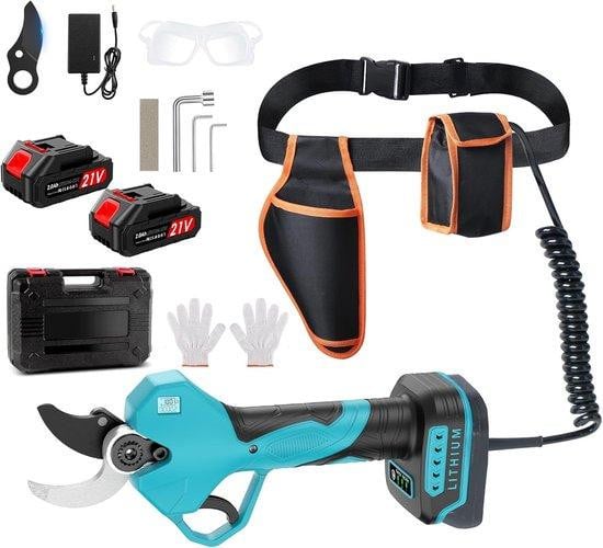 Turquoise elektrische heggenschaar met oplaadbare lithium-ion batterij voor professionals