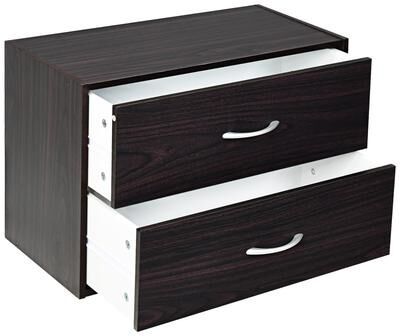 Stackable Storage Cabinet Horizontal Organizer with 2 Drawers