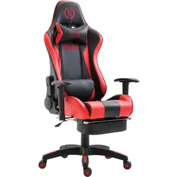 CLP Gaming Bürostuhl BOAVISTA mit Kunstlederbezug, max. belastbar bis 136 kg, Gaming Stuhl mit/ohne Fußablage, Chefsessel mit Wippmechanismus,